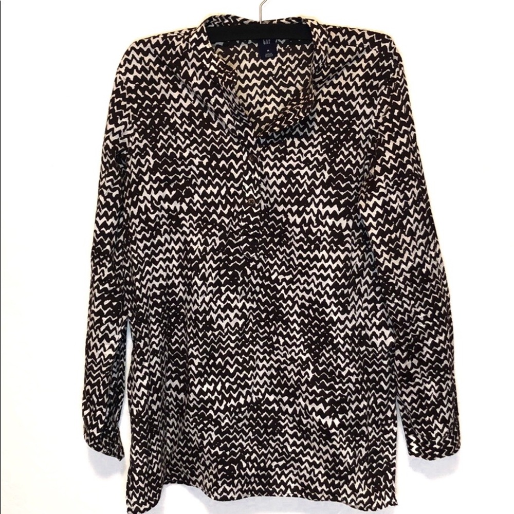 GAP Patterned Blouse Brown and Cream Medium
